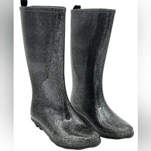 Capelli of New York black glitter rain boots size 5